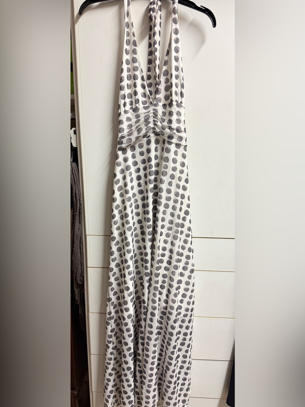 Polka Dot Maxi Dress in White and Gray (NEW)